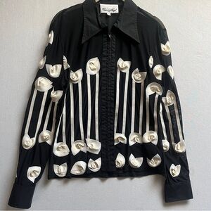 Ciel et Neige Paris Black Sheer Appliqué Floral Blouse Size 42